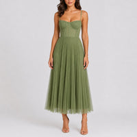 Luna | Fall Wedding Pleated Tulle Midi Dress