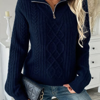 Victoria | Soft and Comfortable Cable Knit Half-Zip Sweater