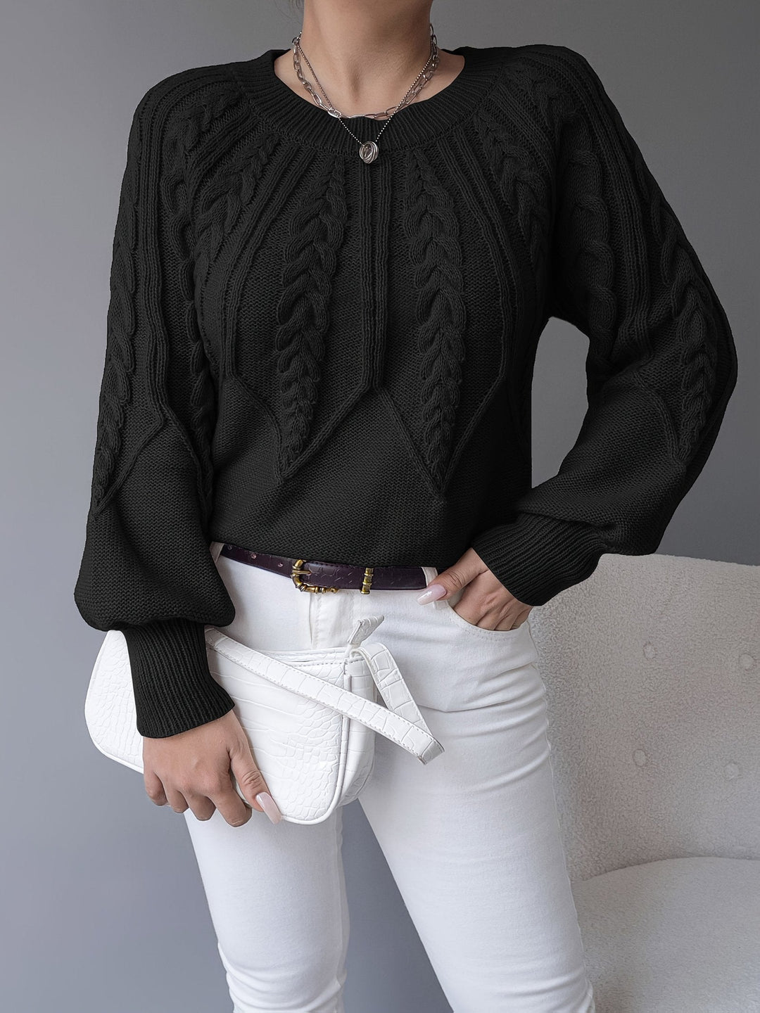Ellis | Cable-Knit Sweater – Cozy Textured Style for Women