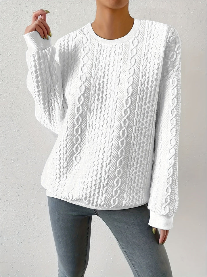 Jovial | Textured Cable-Knit Sweatshirt – Cozy Comfort for Women