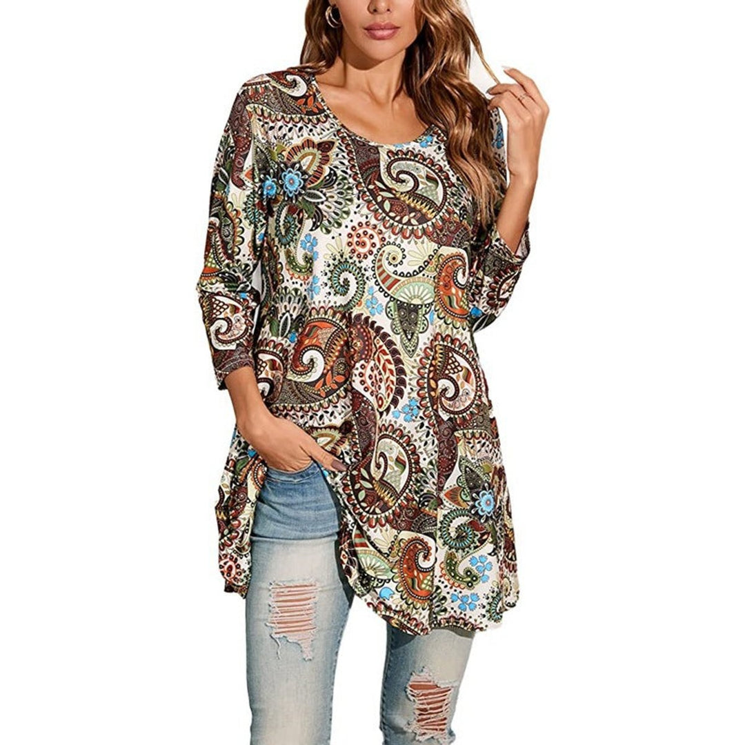 Victoria | Vibrant Geometric Mandala Print A-Line Tunic Top