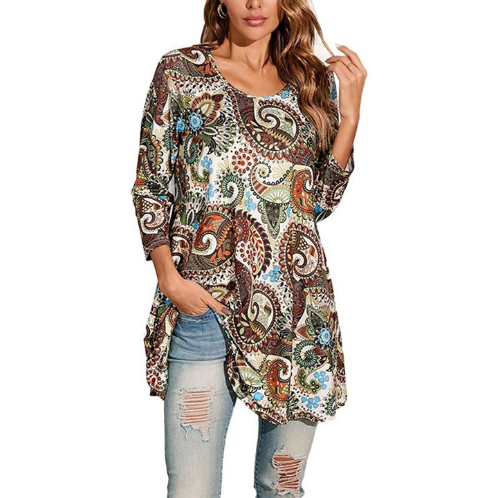Victoria | Vibrant Geometric Mandala Print A-Line Tunic Top