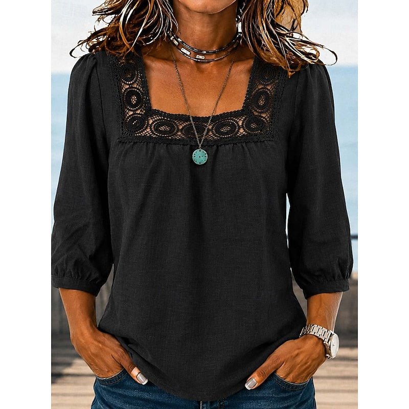 Fern | Lace-Trimmed Blouse for Women with Square Neckline