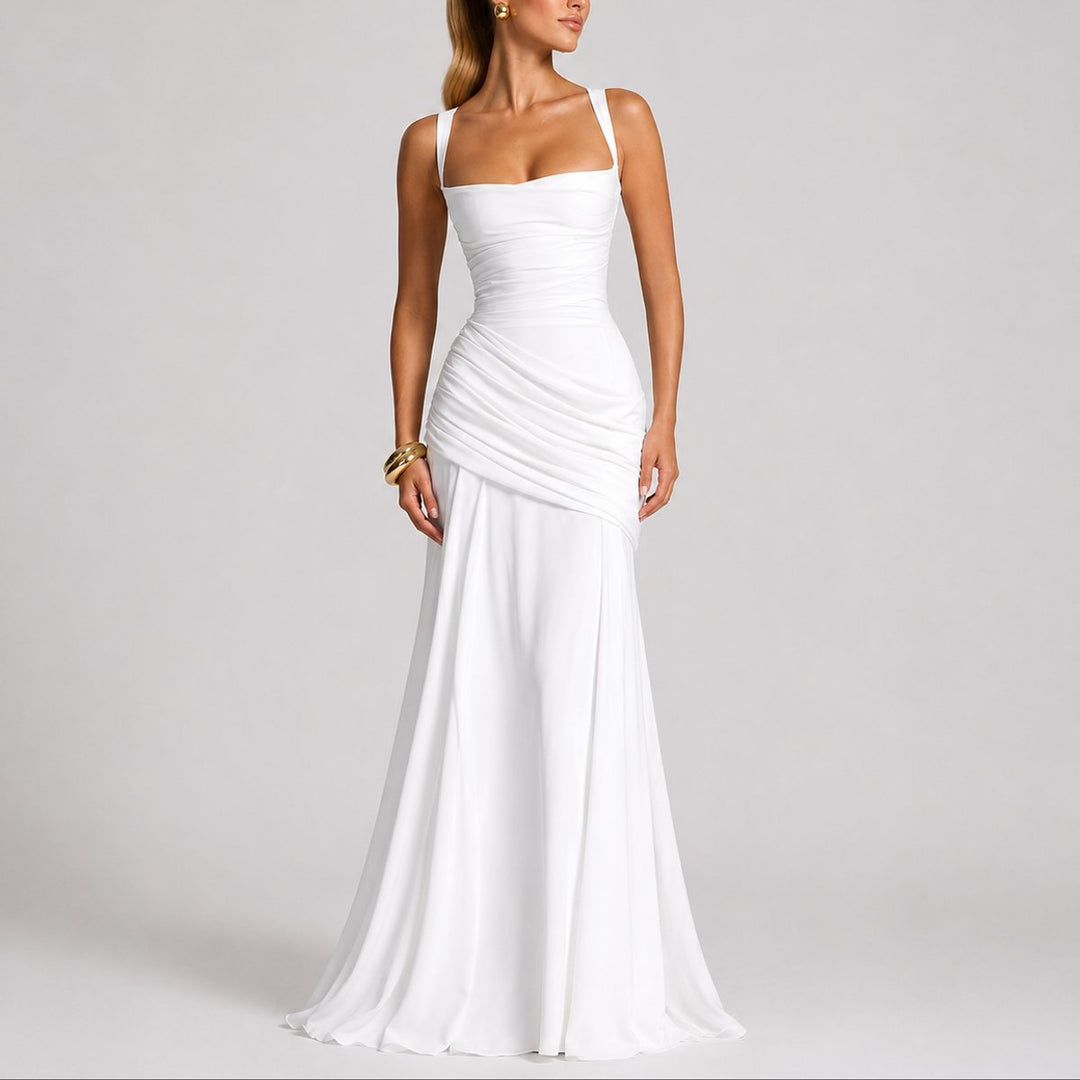Daisy | Fall Wedding Ruched Square-Neck Maxi Dress