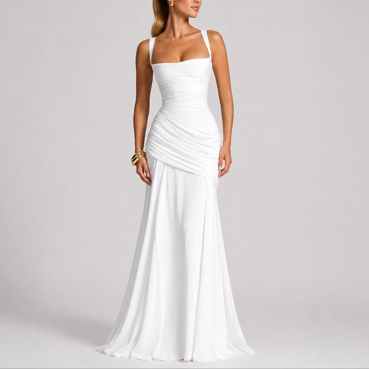 Daisy | Fall Wedding Ruched Square-Neck Maxi Dress
