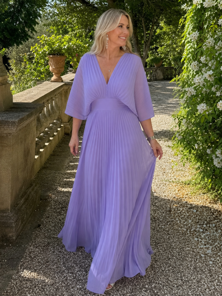 Semorph | Maxi Dress – Elegant V Neck Long Sleeve