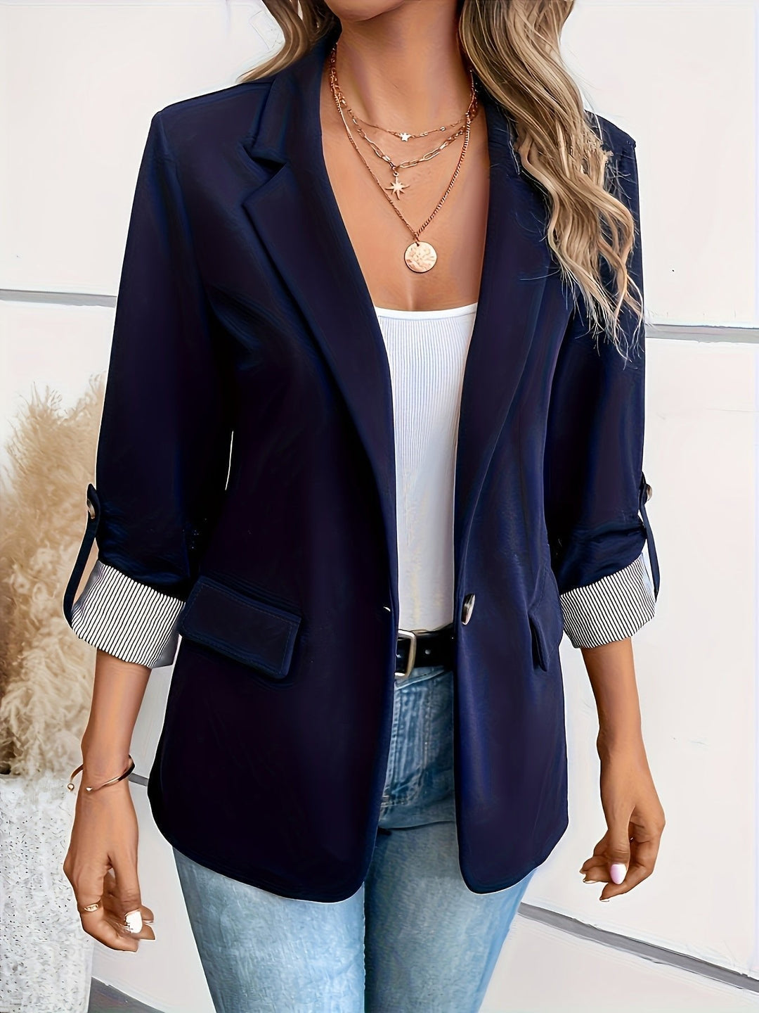 Clara | Blazer casual a un bottone con maniche arrotolabili