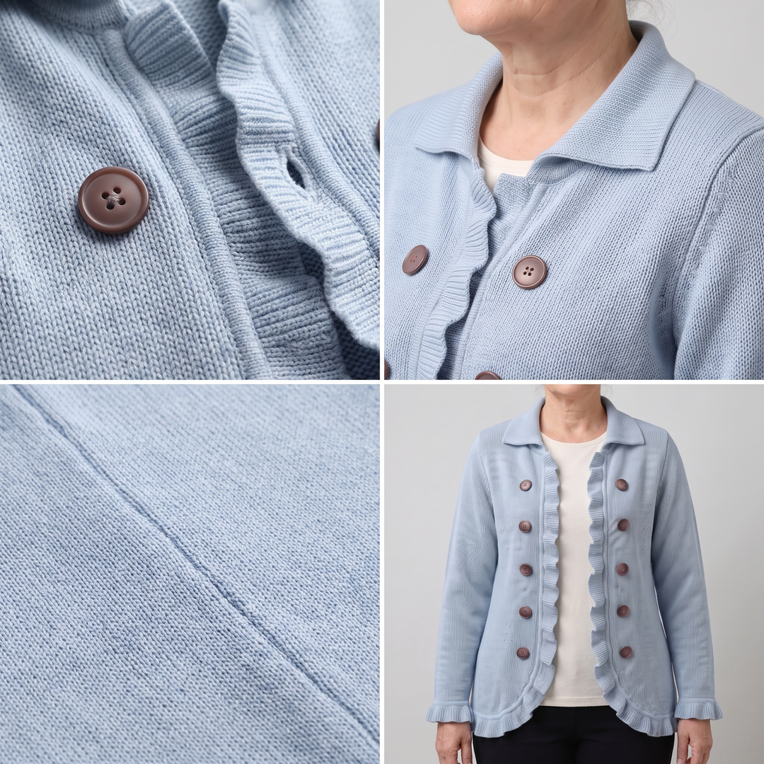 Rella | Ruffle Cardigan – Soft Cotton-Knit Blend for Women