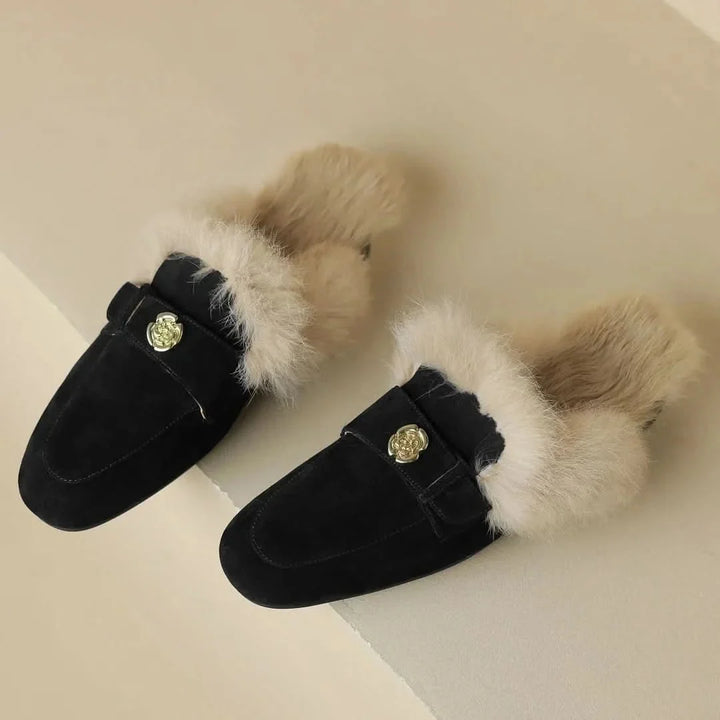 Velora | Shearling Mules – Luxurious Soft Comfort for Women
