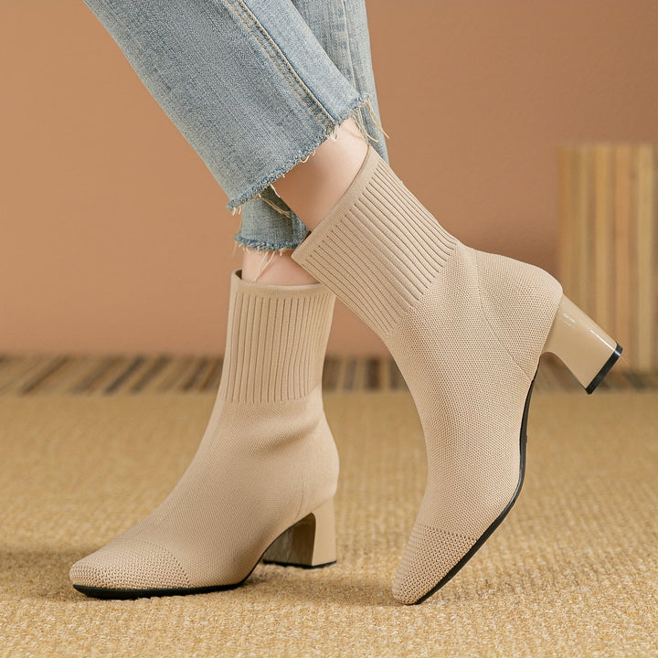 Josephine | Bottines chics et contemporaines à talon carré en maille