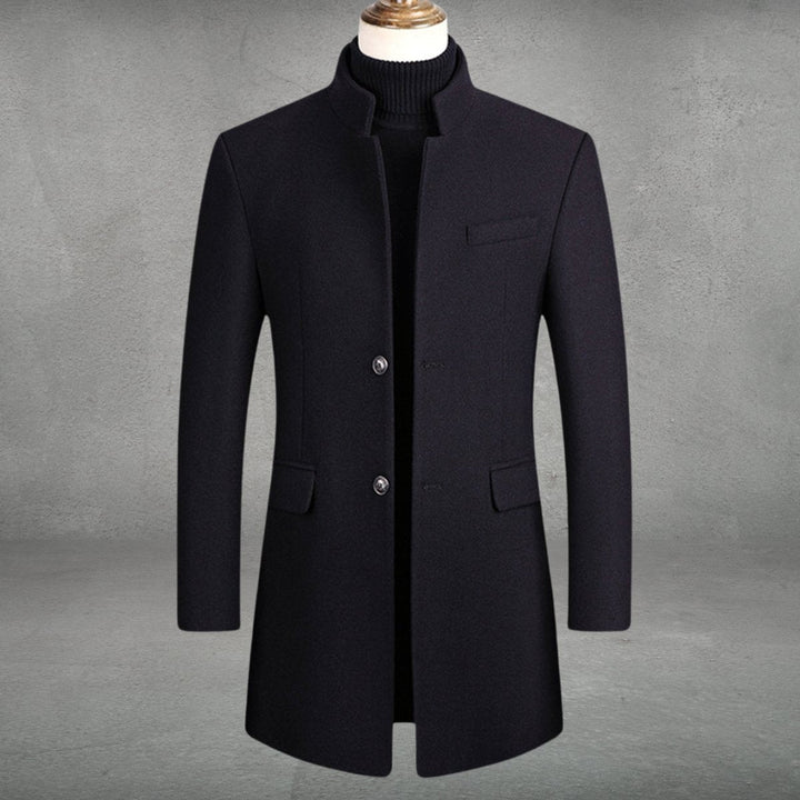 Matthias | Slim-Fit Wool Coat with Stand Collar and Button Closure