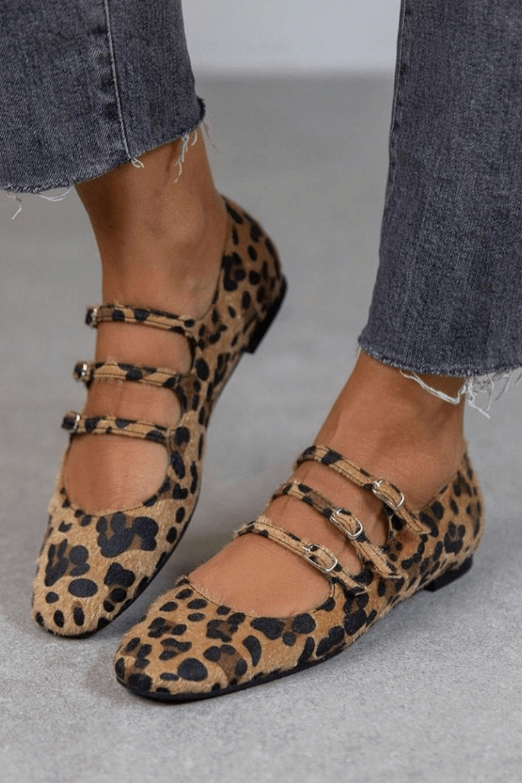 Aubrey | Leopard Loafers with Triple Buckle Detail for Women