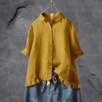 Laura | Stylish and Comfortable Collared Ruffle-Hem Blouse