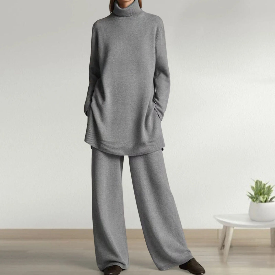 Zara | Cozy Turtleneck Knit Wide-Leg Two Piece Set