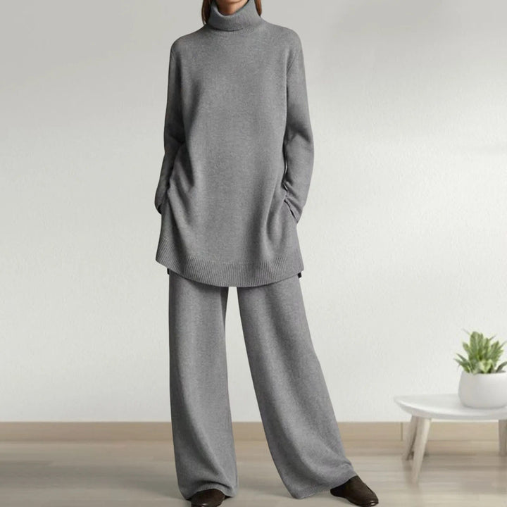 Zara | Cozy Turtleneck Knit Wide-Leg Two Piece Set