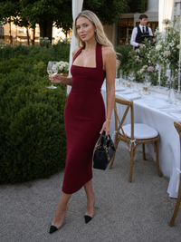 Kristin | Sleek and Refined Halter Midi Dress