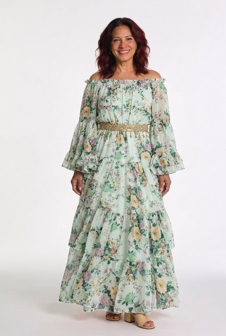 Rosalie | Bohemian Floral Print Maxi Dress – Tie-Waist Style for Women