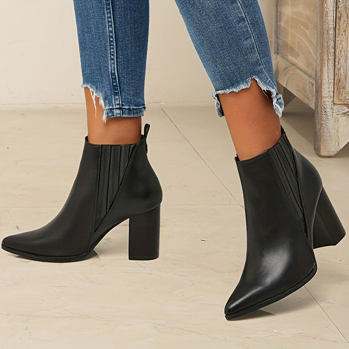 Vivienne | Chic Pointed Toe Block Heel Ankle Boots