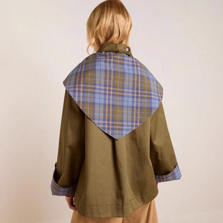 Victoria | Oversized Trench Coat with Checked Collar