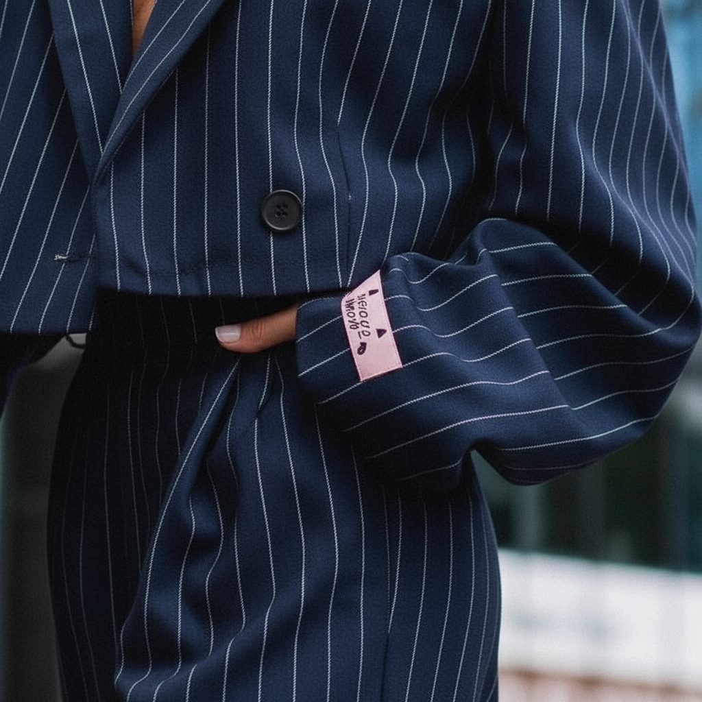 Marielle | Elegant Striped Blazer and Wide-Leg Trouser Set