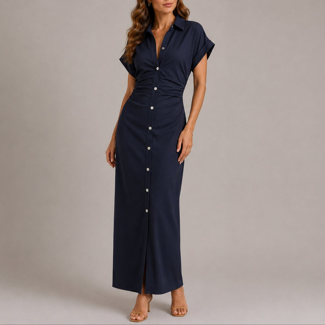 Nora | Stylish Fall Wedding Maxi Shirt Dress