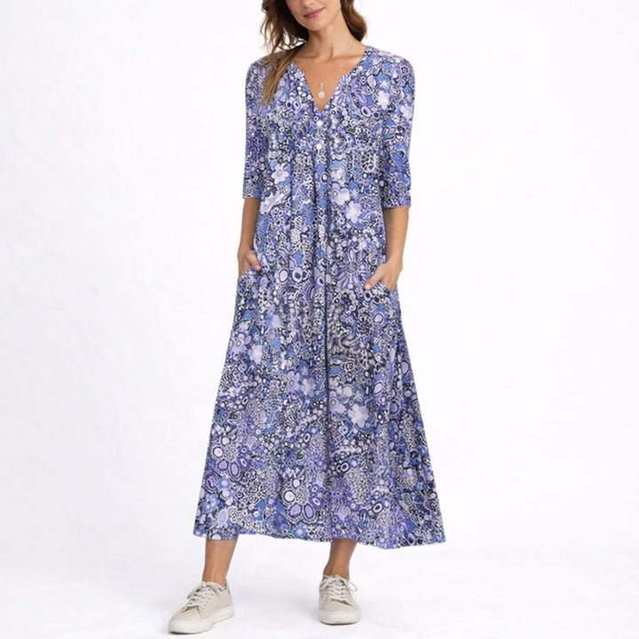 Ruby | Elegantes florales Midikleid für eine Herbsthochzeit